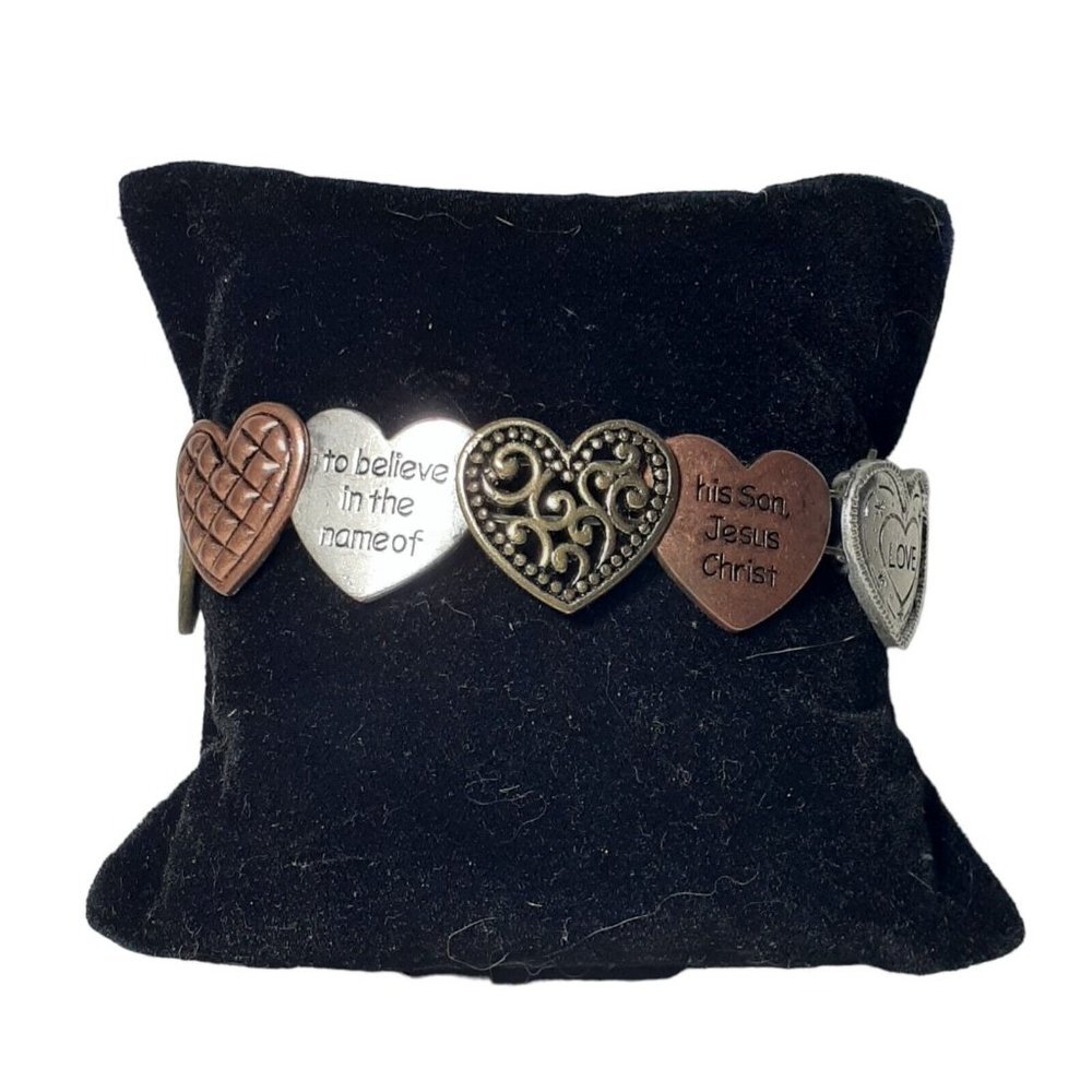 Mixed Metals Stretch Bracelets Religous Commandments Jesus Christian Messages